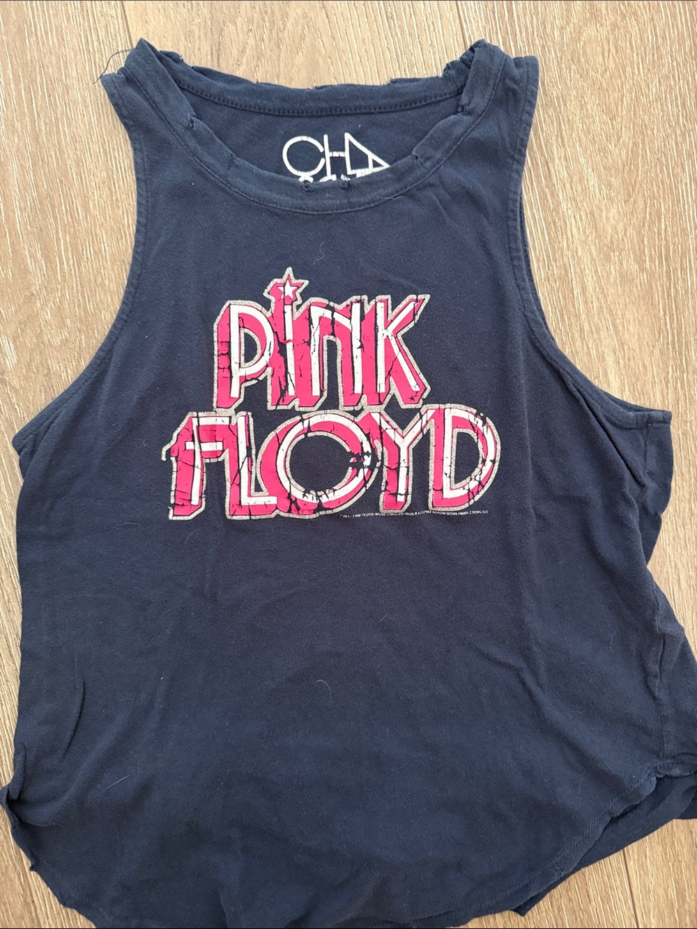Chaser Navy Muscle Tank with Pink 'Pink Floyd' Logo